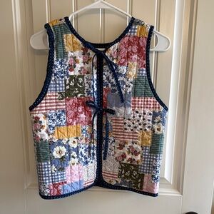 Patchwork Quilted Vest with Floral Patterns